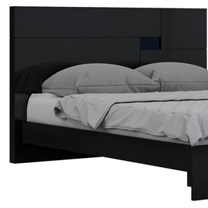 HMS nero contemporaneo in legno massello King Bed telaio con tessuto morbido per casa Hotel soggiorno con antico stile compensato - Product Image 4