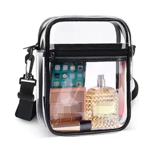 Waterproof custom clear stadium approved bag clear purse with front pocket clear crossbody bag for women