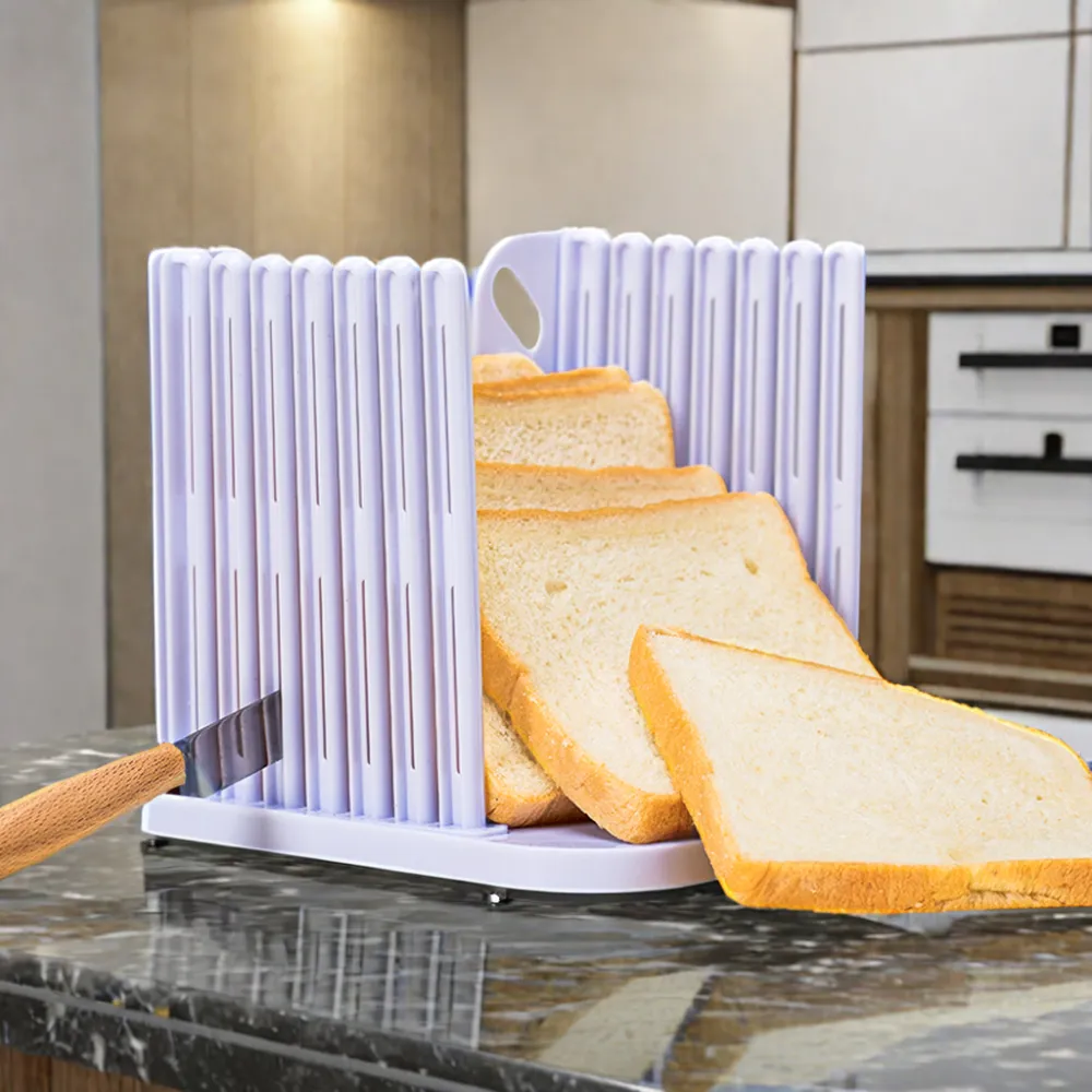 Trancheuse à pain manuelle pliable en plastique pour pain fait maison fournitures de cuisson et accessoires de sandwich