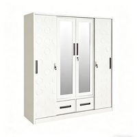 Armoire en acier verrouillable à 4 portes avec miroirs et tiroirs pour chambres à coucher