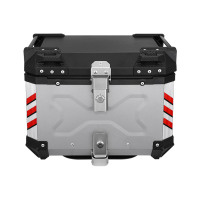 Top Case Universel en Aluminium pour Moto, Boîte Arrière Étanche avec Serrure, Rangement pour Casque et Bagages pour ScooterMoto