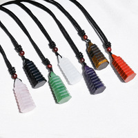 Collier pendentif pagode Wenchang à 9 couches en cristal naturel assorti, avec cordon tressé, pour la protection Feng Shui, bijoux cadeaux