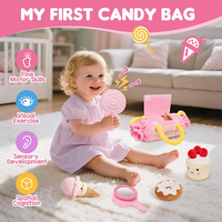 Peluche de haute qualité « Mon premier sac de bonbons » – Jouet sensoriel 5 sensations avec hochet, papier froissé, couineur et miroir pour tout-petits