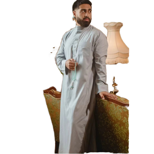 Modest Saudi Premium <b>Thobe</b> Islamic Clothing Breathable Summer Long Sleeve Stand Collar with Pockets <b>Thobe</b>/Thawb for <b>Men</b> - Product Image 1