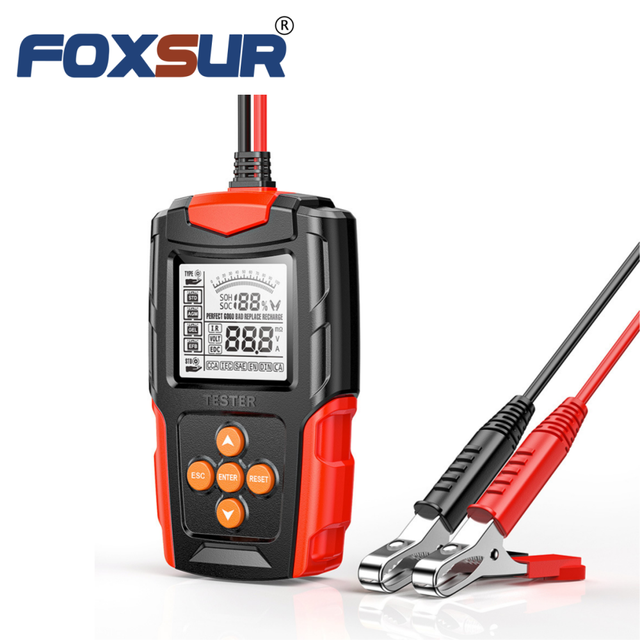 FOXSUR Battery Tester Full Protection 12V 24V SOH SOC Analyzer Diagnostic Tools Universal 12V/24V Lead Acid Battery Tester