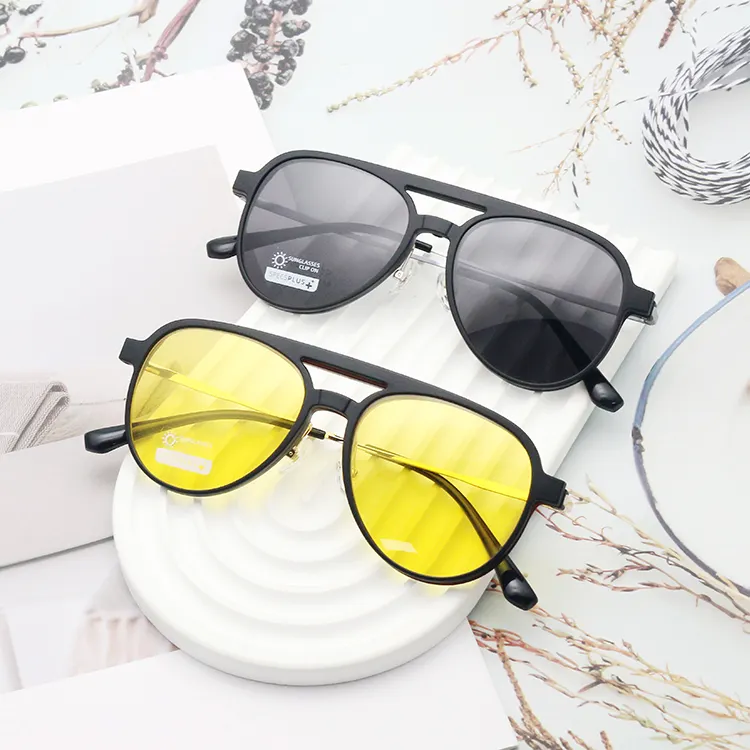 Yeni Model özel Logo Ultem güneş gözlüğü üzerinde klip güneş şemsiyeleri ile polarize TAC manyetik gözlük çerçeveleri