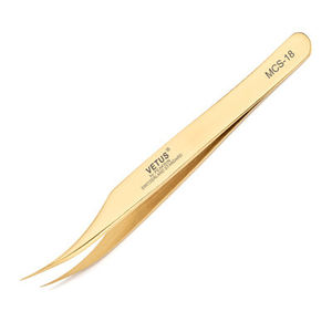 VETUS MCS Pinzas de Pestañas Doradas, Pinzas de Precisión, Extensión de Pestañas, Nano Agarre, 12, 15, 18, 19 - Product Image 5