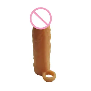 Elastic Penis Sleeve Reusable Soft Delayed Ejaculation Thick Condoms Penis Dick Sleeve Adult Sex Toys For Men