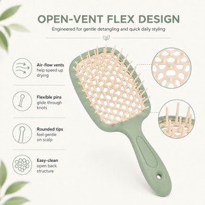 <span class=keywords><strong>Brosse</strong></span> démêlante pour <span class=keywords><strong>cheveux</strong></span> avec picots en nylon flexibles pour <span class=keywords><strong>cheveux</strong></span> secs et humides et massage du cuir chevelu OEM - Product Image 2