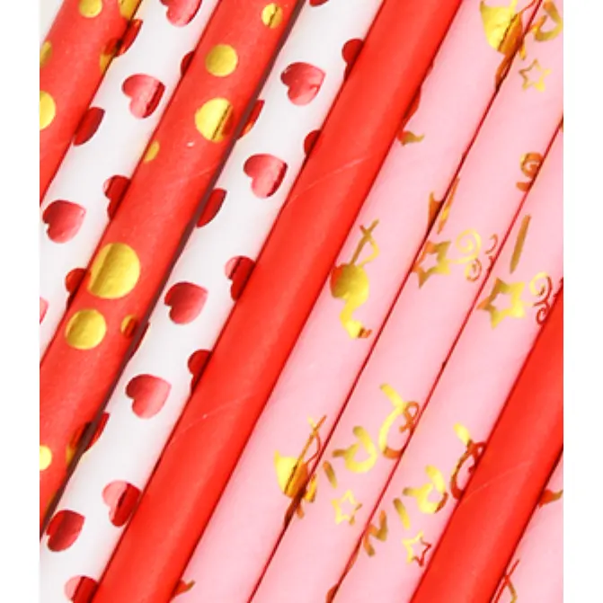 Paper straws new fashion printed biodegradable individually packaged straws disposable paper straws