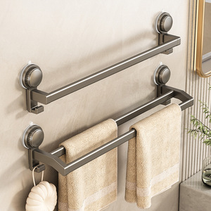 Bền Đôi Thanh Khăn Giá Đấm Miễn Phí Súng Grey Hút Cup Treo Tường Móc Lưu Trữ Cho Nhà Phòng Tắm - Product Image 5