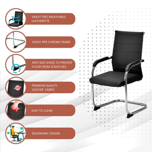 Black Leather Executive Office <b>Chair</b> for Conference Room Durable Iron Steel Material <b>Plastic</b> Executive <b>Chair</b> - Product Image 3