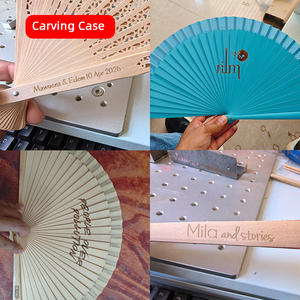 Abanico de Madera Personalizable con Patrones Grabados y Varillas de Madera en Relieve, Regalo de Graduación para Acción de Gracias y Año Nuevo - Product Image 3
