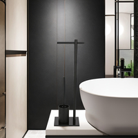 Porte-brosse de nettoyage en métal unique noir de haute qualité Tube carré Design support de rouleau de papier toilette moderne pour cuisine salle de sport utilisation hôtel