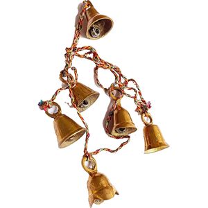 Positive Energy Home Decor Hanging Brass <b>Bell</b> Wind Chimes 6 Embossed <b>Bells</b> for Balcony Garden Long Brass <b>Bells</b> for Loved Ones' - Product Image 2