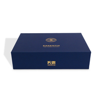 Emballage de boîte magnétique cadeau en carton épais rigide personnalisé bleu de luxe PR avec carte de remerciement estampée à chaud pour le client