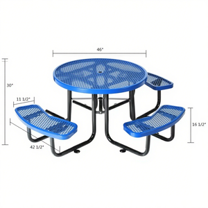 Tavolo da picnic moderno OME 46\" ADA in acciaio espanso termoplastico per giardino/esterno con sedie, ideale per parchi e bordo mare - Product Image 4