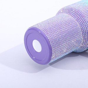 Vaso Térmico de Acero Inoxidable de 40 oz con Diamantes de Imitación Brillantes y Cristales de Colores, Taza de Café con Popote - Product Image 6