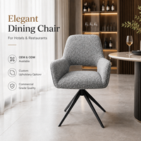 Chaise de salle à manger pivotante moderne en bouclette avec accoudoirs ergonomiques, dossier ouvert et base étoile de qualité commerciale 360° °   pour hôtel, restaurant, café