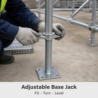 Vérin de base réglable pour échafaudage, à vis filetée, avec plaque de base carrée pour support d'échafaudage Ringlock