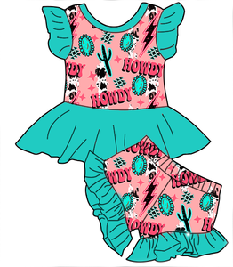 Set Coordinato Estivo per Bambine con Top a Maniche Svolazzanti e Pantaloni con Volant, Abbigliamento Casual di Alta Qualità - Product Image 4