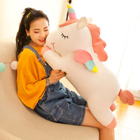 Coussin en peluche licorne arc-en-ciel coloré, animal en peluche doux, peluche kawaii multicolore pour enfants et adultes, vente en gros