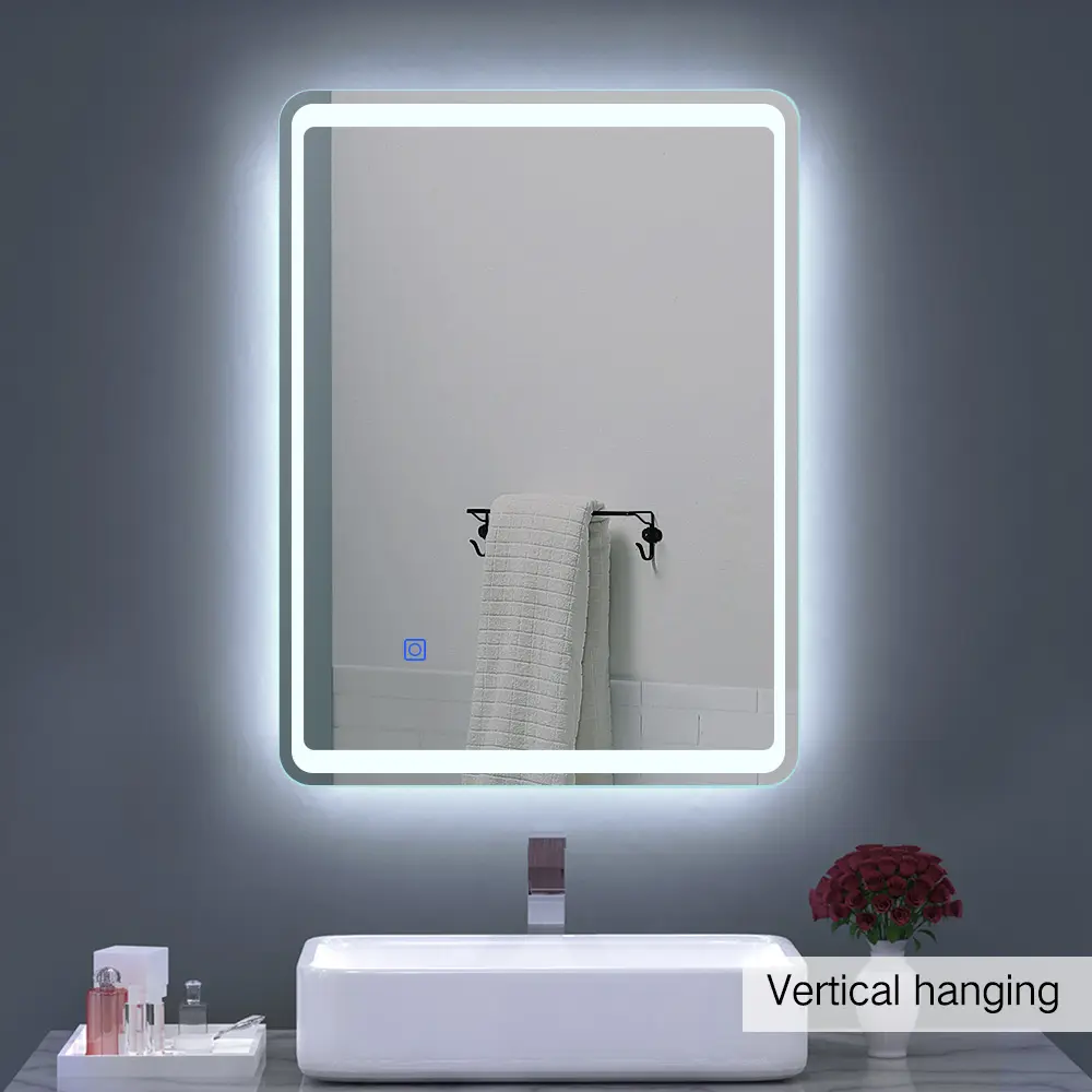 스마트 사각형 벽 거울 욕실 방수 백라이트 5mm 구리 무료 실버 욕실 거울 led 빛