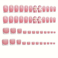 Faux ongles 3D fleur avec diamant, vente en gros, pour doigts et orteils, haut de gamme, à presser, pour mains et pieds, courts