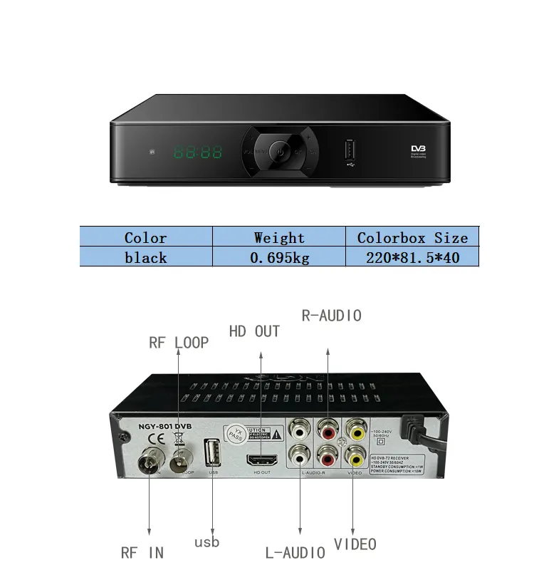 गर्म नए उत्पादों GX/MSTAR hd 1080p decoders एफटीए रिमोट कंट्रोल डिजिटल h.264 dvb t2