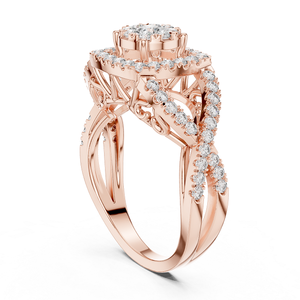Anillo de Diamantes en Oro Rosa, Joyería Elegante y Brillante para Mujer, Ideal para Regalo de Boda, Compromiso, Aniversario y Uso Diario - Product Image 2