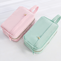 Trousse à crayons en velours côtelé multicolore, sac de rangement portable pour papeterie, pochette à fermeture éclair de grande capacité pour fournitures scolaires