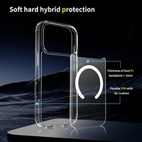 Coque de téléphone magnétique transparente et robuste pour iPhone 15, 16, 17 Pro, avec dos transparent pour sublimation, style tendance
