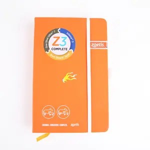 Customized Logo White Elastic Band cover design Orange Hardcover Color Writing Journal With Usb Flash Drive Notebook
