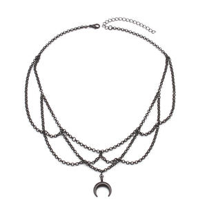 Collar de Luna en Capas de Aleación de Zinc, Joyería Gótica Hip Hop Unisex de Diseño Geométrico, Origen Yiwu - Product Image 4