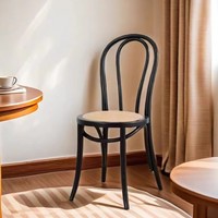 Chaise de salle à manger Thonet en acier inoxydable avec coussin, chaise de bistrot solide avec rotin, chaises de café style Thonet