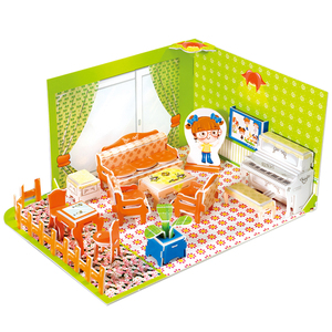 Chambre cuisine salle de bain enfants Puzzles papier bricolage Intelligence jouets heureux salon <span class=keywords><strong>Puzzle</strong></span> 3D pour enfants fête faveurs EXW - Product Image 6