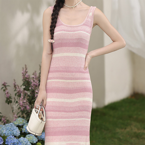 Abito da donna Maxi lavorato a <span class=keywords><strong>maglia</strong></span> <span class=keywords><strong>in</strong></span> cotone <span class=keywords><strong>rosa</strong></span> dolce sfumato comodo - Product Image 6