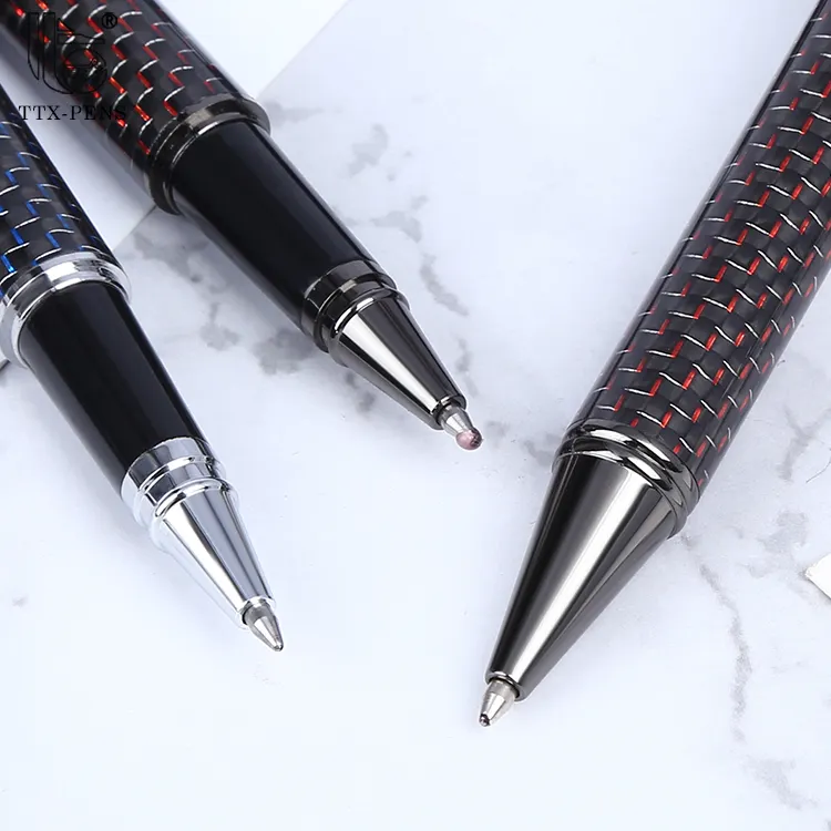 أقلام احترافية وسميكة جدًا ، مستلزمات مكتبية, أقلام من ألياف الكربون ، أقلام جميلة وصغيرة الحجم من الجلد مع مشبك TTX