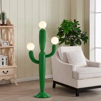 Lámpara de pie de Cactus, moderna, sencilla, para sala de estar, sofá, luz decorativa lateral, viento crema nórdico, red para exteriores, lámpara de ambiente rojo