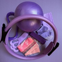 Set de Accesorios Multifuncionales para Pilates con Bola, Anillo, Bandas de Resistencia y Correas de Estiramiento para Ejercicio en Casa o Gimnasio