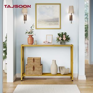 SENYU Modern Yellow Metal Console <b>Table</b> <b>with</b> Storage <b>Shelf</b> for Entryway Living Room Furniture - Product Image 5