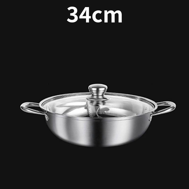 34cm divided hot pot [with lid]