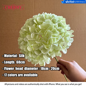 DC211 Nuevas <span class=keywords><strong>Flores</strong></span> Artificiales al por Mayor, Hortensias de Alta Calidad, Hortensias de Seda Blancas y Verdes con Cabeza Grande para Decoración de Bodas - Product Image 2