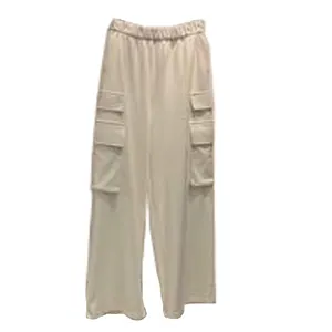 Pantalones informales de nailon de gran tamaño OEM, pantalones Cargo con cintura suelta, Color personalizado, holgados, lisos, seis bolsillos, pantalones Cargo para mujer