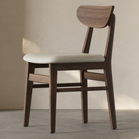 Chaise de salle à manger moderne en bois massif avec siège rembourré, chaise de salle à manger nordique en noyer, chaise de cuisine contemporaine pour restaurant