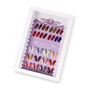 指甲油展示颜色图表白色带紫色亚克力时尚指甲彩图书钉显示书