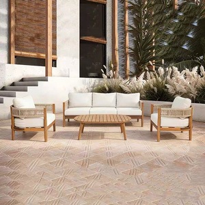 Modern Luxury Teak Frame PE <b>Rattan</b> Waterproof Leisure <b>Outdoor</b> Set for Beach Poolside Garden Park Patio-Hotel Use - Product Image 4