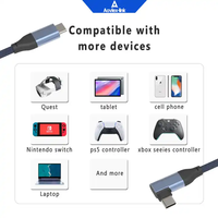 Cable de Carga USB-C en Ángulo Recto de 90 Grados, Forma de L, Macho, VR para Cable de Conexión 3.2 Gen1, 5Gbps, 5A, Carga Rápida, Trenzado de Cobre Puro