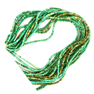 Grand trou naturellement Turquoise <span class=keywords><strong>Heishi</strong></span> avec trou percé de 2.5mm - Product Image 6