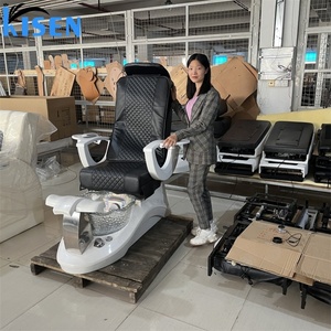 Kisen Stylish Professional Luxury Beauty Spa Salon White Black Brown with Gold <b>Metal</b> Massage Pedicure Chair Ready to Ship - Product Image 3